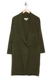 By Design Andrea Solid Open Cardigan In Rifle Green