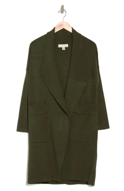By Design Andrea Solid Open Cardigan In Rifle Green