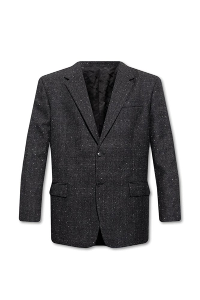 Versace Prince Of Wales Single Breasted Blazer In Black