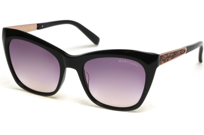 Guess By Marciano Gradient Or Mirror Violet Cat Eye Ladies Sunglasses Gm0805 05z 55 In Black,purple