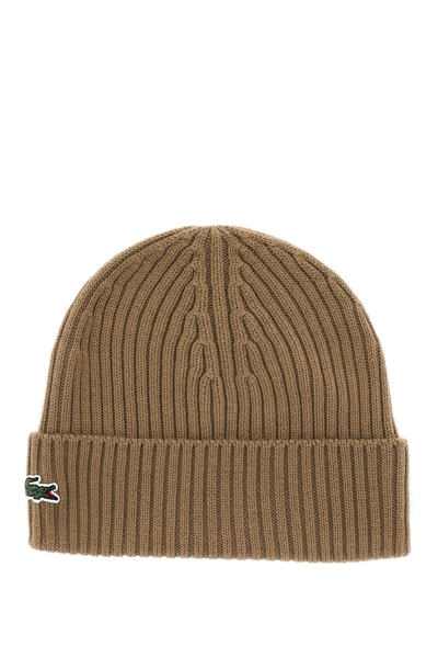 Lacoste Unisex Ribbed Wool Beanie - One Size In Leafy