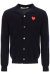 COMME DES GARÇONS PLAY WOOL CARDIGAN WITH HEART PATCH COMME DES GARCONS PLAY