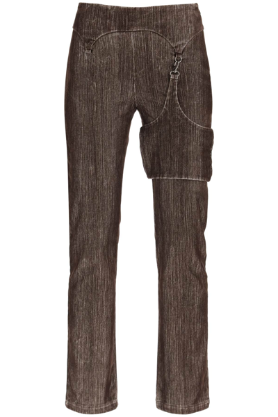 Paloma Wool Orly Velvet Trousers With Garter Detail In Brown