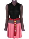 Cormio Multicolor Pleated Mini Dress In Pink & Purple