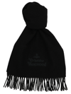 Vivienne Westwood Orb And Logo-embroidered Wool Scarf In Black