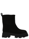 Gia Borghini Lug-sole Suede Ankle Boots In Black