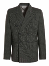Vtmnts Tonal Double Breasted Tailored Blazer Black In Black