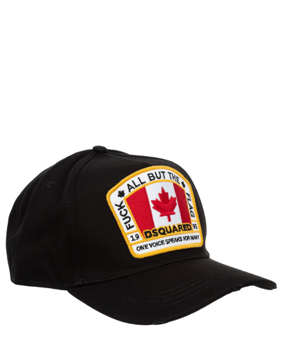 Dsquared2 Canada Patch Cotton Baseball Cap In Black