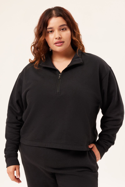 Girlfriend Collective Black 50/50 Half-zip Sweatshirt