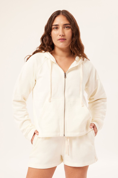 Girlfriend Collective Ivory 50/50 Cropped-zip Hoodie