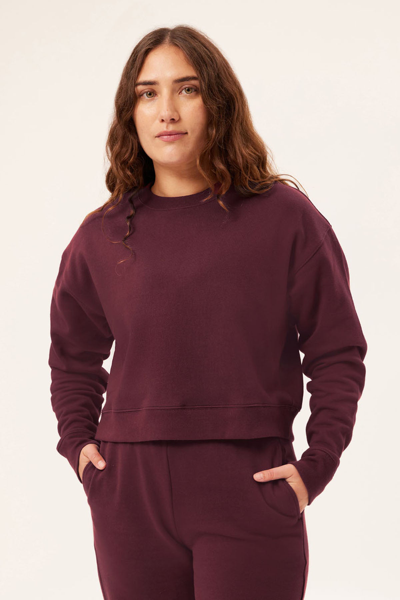 Girlfriend Collective Wine 50/50 Cropped Sweatshirt