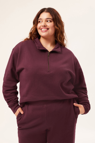 Girlfriend Collective Wine 50/50 Half-zip Sweatshirt