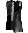 Stella Mccartney Patchwork Lace-detail Velvet Top In Black