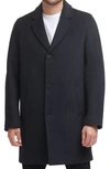 Cole Haan Classic Wool Blend Plush Notched Collar Coat In Dark Heather Grey