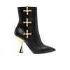 MOSCHINO BLACK FAUCET DETAIL 100 LEATHER ANKLE BOOTS,MA2133AC0FMF018661731