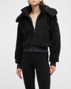 Alo Yoga Foxy Sherpa Hooded Active Jacket In Black