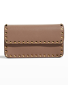 Valentino Rockstud Pouch Leather Shoulder Bag In Poudre