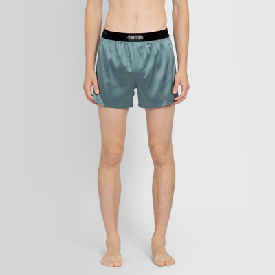 Tom Ford Velvet-trimmed Stretch-silk Satin Boxer Briefs In Green