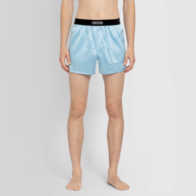 Tom Ford Velvet-trimmed Stretch-silk Satin Boxer Briefs In Blue