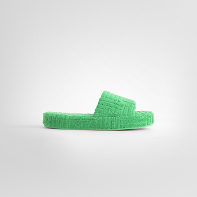 Bottega Veneta Geometric Terrycloth Slide Sandals In Green