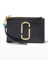 Marc Jacobs Colorblock Top Zip Card Case Wallet In Black/honey