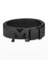 Montblanc M Rubberized Buckle Reversible Leather Belt In Black
