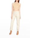 Blue Revival Faux Leather Straight Cropped Pants In White