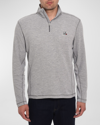 Robert Graham Polaris Embroidered Skull Quarter Zip Pullover In Heather Grey