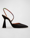 D’accori Saturn Crystal Satin Slingback Pumps In Black Medley