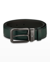MONTBLANC MEN'S RECTANGLE PIN BUCKLE LEATHER BELT