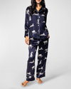 Petite Plume Panthere De Nuit Printed Silk Pajama Set In Panthere De Nuit