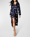 Petite Plume Panthere De Nuit Long Printed Silk Robe In Panthere De Nuit