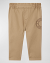 BURBERRY BOY'S ROMEO EMBROIDERED LOGO CHINO TROUSERS