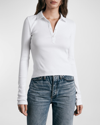 Rag & Bone Collared Long Sleeve Polo Top In White