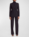 Another Tomorrow Wool Double-breasted Blazer Jacket In Navy