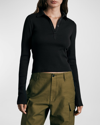 Rag & Bone Collared Long Sleeve Polo Top In Black