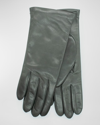 Portolano Cashmere-lined Napa Leather Gloves In Heather Grey