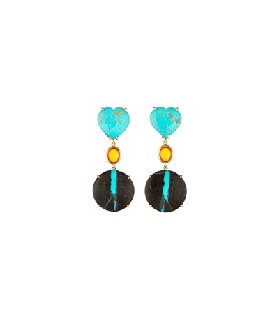 Guita M Turquoise Heart Disc Earrings In Blue