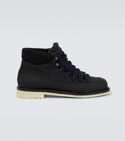 Loro Piana Laax Walk Neoprene And Shell Boots In Caviar