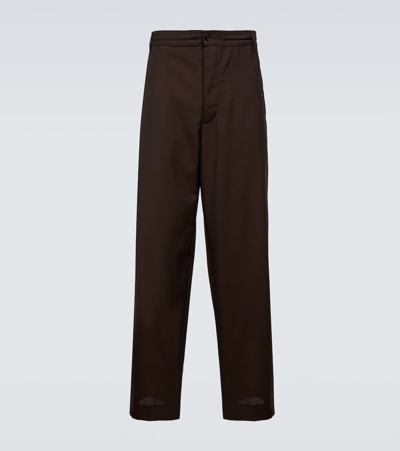 The Row Kenzai Virgin Wool And Mohair-blend Trousers In Brown