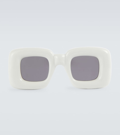 Loewe Inflated Rectangular Sunglasses In Grey / Other / Smoke