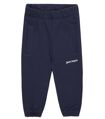 Palm Angels Blue Sweatpants For Baby Boy With White Logo