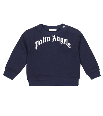 Palm Angels Blue Sweatshirt For Baby Boy With White Logo