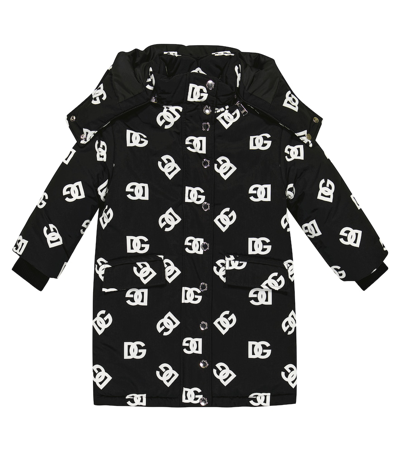 Dolce & Gabbana Kids' Logo-print Hooded Coat In Black