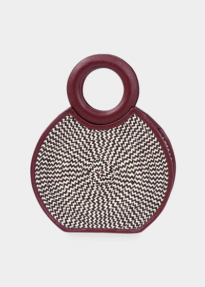 Adriana Castro Zenu Bicolor Woven Cana Flecha/leather Top-handle Bag In Burgundy