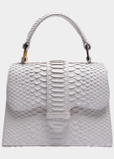 Adriana Castro La Marguerite Mini Python Top-handle Bag In White