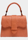 Adriana Castro La Marguerite Mini Python Top-handle Bag In Mandarin