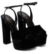 Saint Laurent Jodie Embellished Satin And Velvet Platform Sandals In Nero/nero