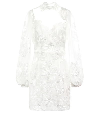 Costarellos Tayla Embroidered Tulle Minidress In Off-white