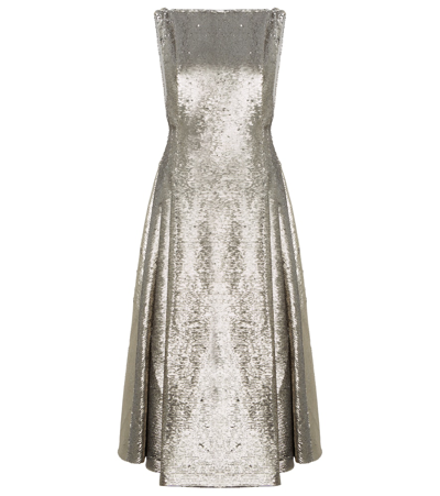 Emilia Wickstead Chaya Sequined Midi Dress In Silver